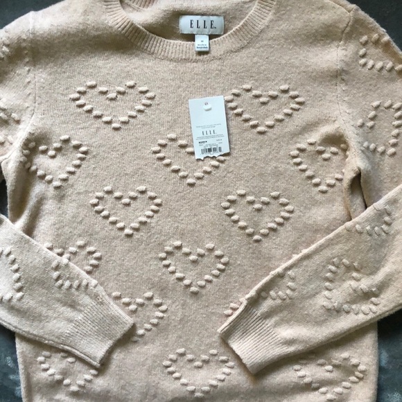 Elle Sweaters - NEW- ELLE Cream Textured Heart Sweater